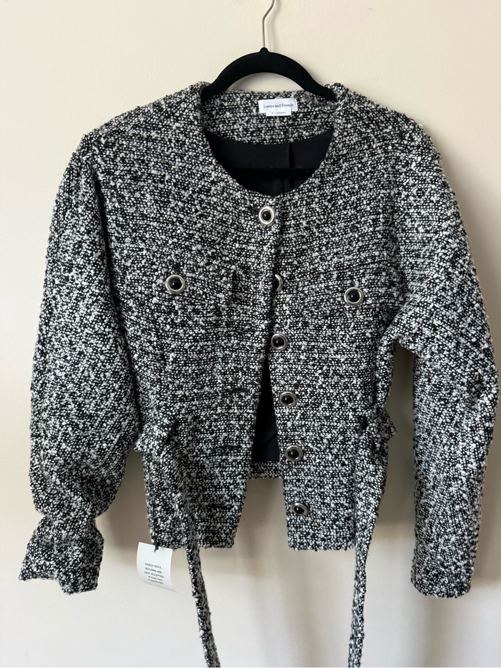 NWT Lovers + Friends Lucca Tweed Jacket Black & White NWT | REVOLVE $298 - Picture 6 of 8